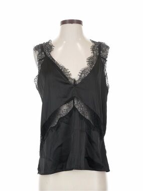 NWOT Do + Be Small Black Lace Satin Top